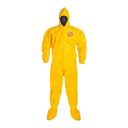 DUPONT DuPont Tychem 2000 Coverall Hood & Socks/Boots, Bound Seam, Yellow, MD, 12/Qty QC122BYLMD001200